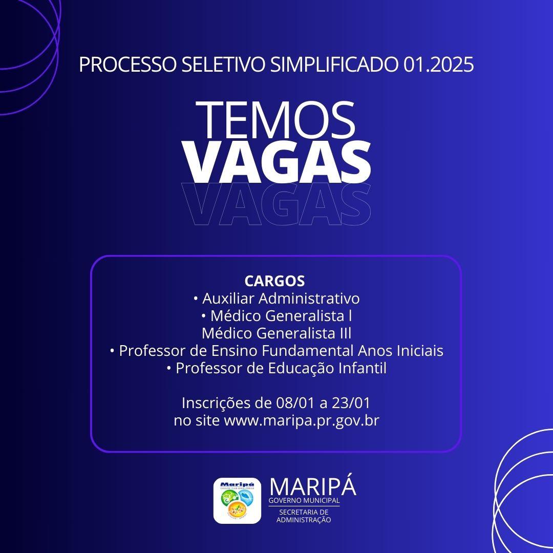 Maripá abre inscrições para o Processo Seletivo Simplificado 01/2025