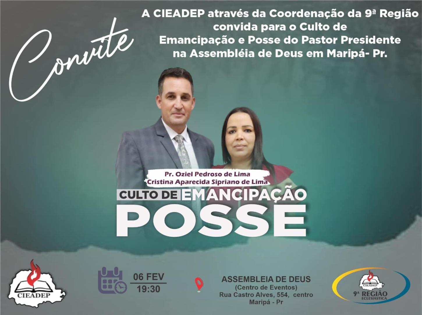 Maripá - Assembleia de Deus realizará Culto de Emancipação e Posse do novo Pastor Presidente