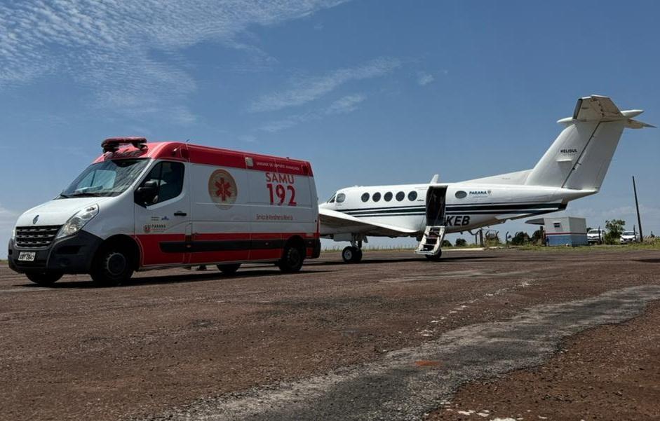 Serviço aeromédico transfere bebê de Palotina para atendimento em Curitiba