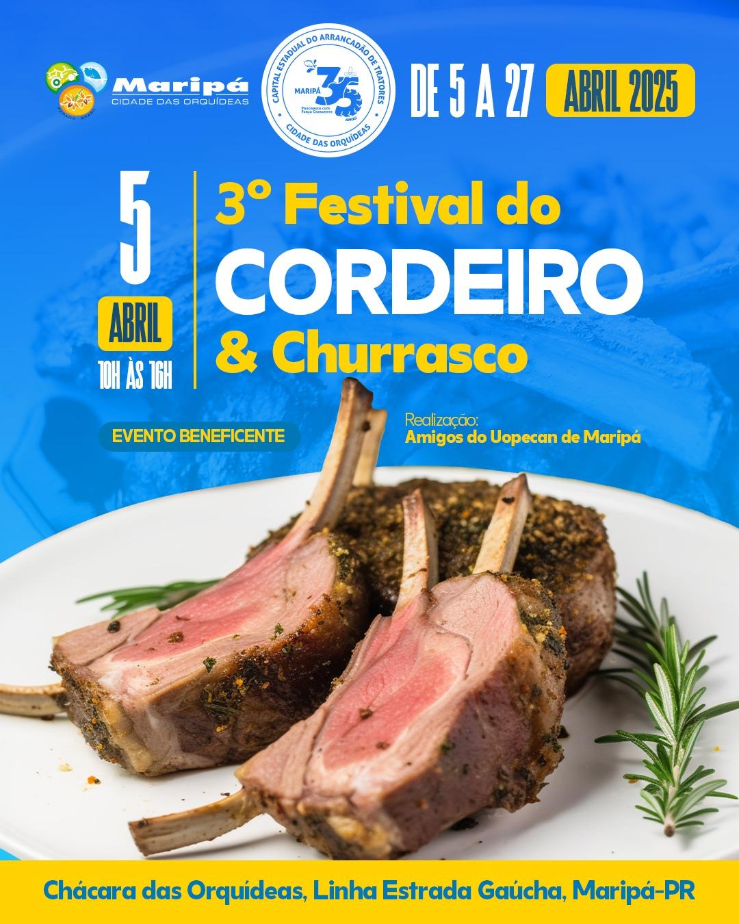 3º Festival do Cordeiro & Churrasco promete sabor, solidariedade e animação em Maripá