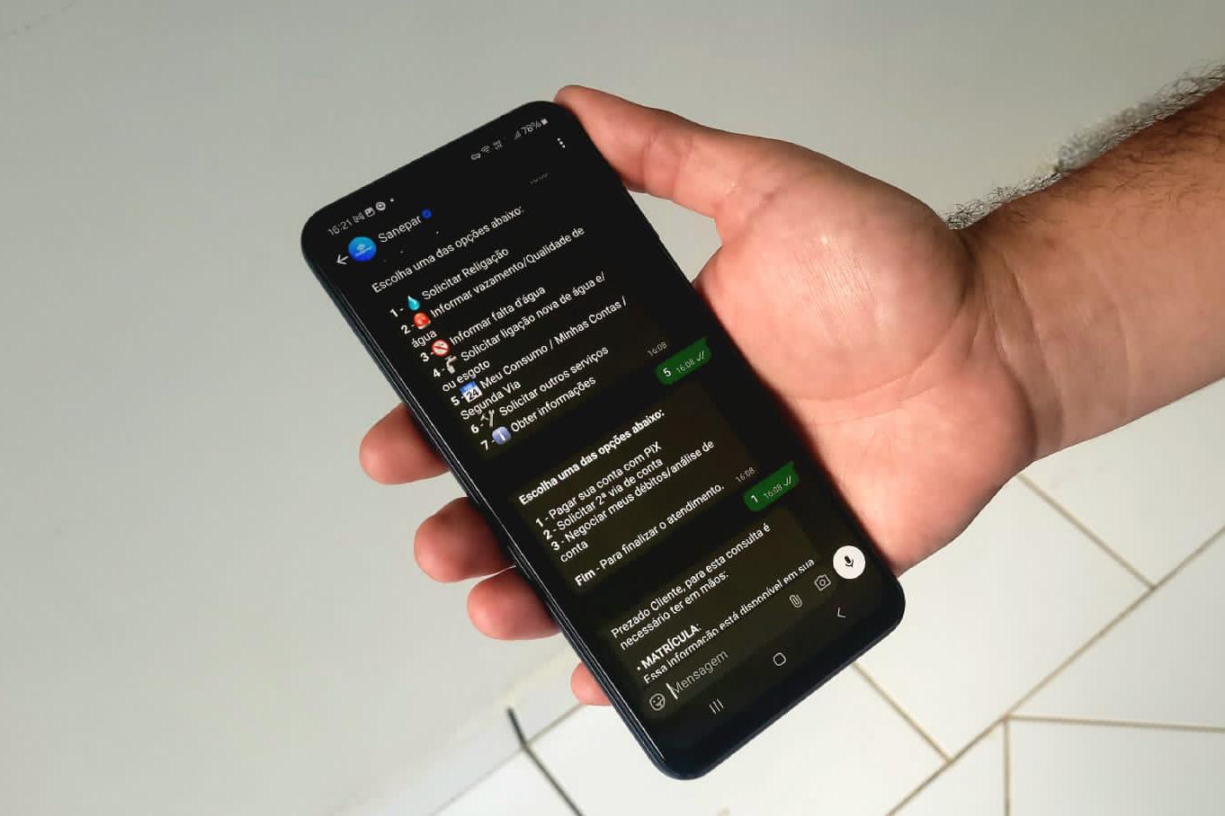 Sanepar tem nova forma de pagamento diretamente pelo WhatsApp ou app do banco