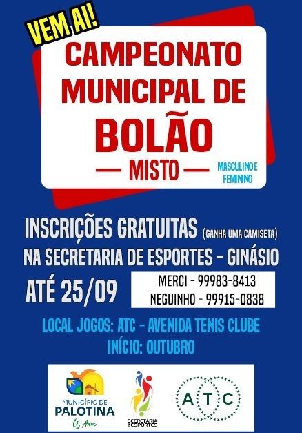 Palotina abre inscrições para o Campeonato Municipal de Bolão Misto