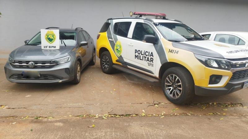 Veículo furtado no RS é recuperado pela PM de Guaíra e homem é preso