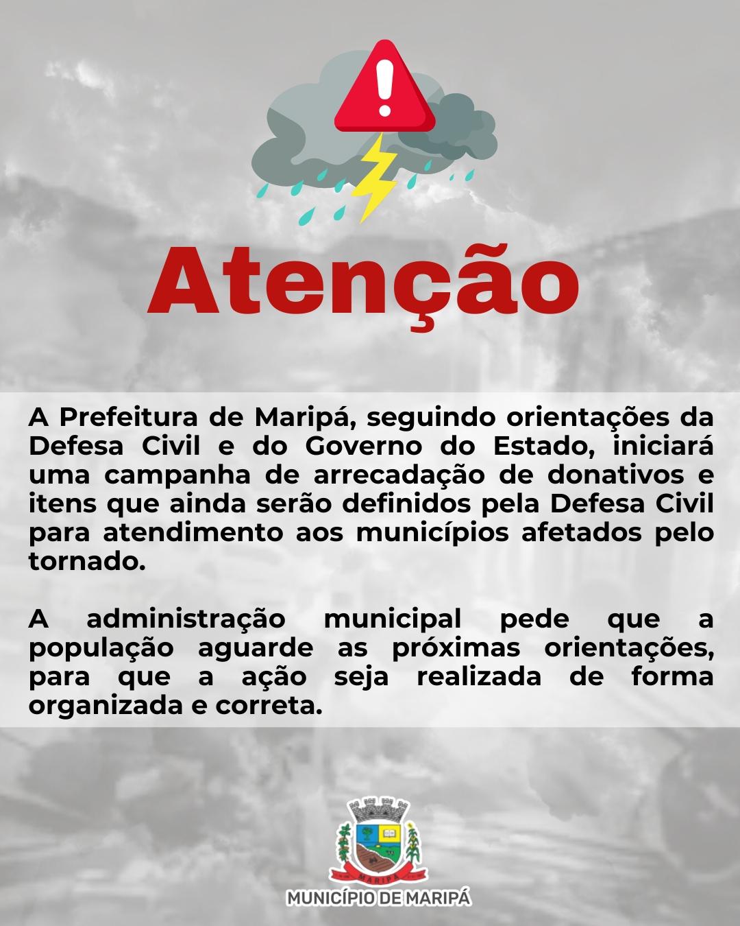 Maripá prepara campanha de arrecadação para auxiliar municípios afetados por tornado
