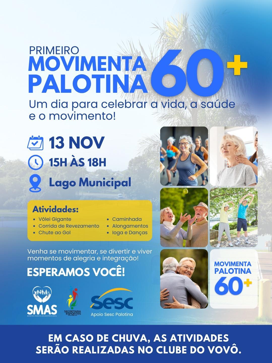 Primeiro Movimenta Palotina 60+ acontece no dia 13 no Lago Municipal