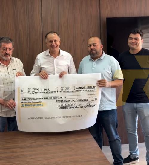 Câmara de Vereadores devolve mais de R$ 856 mil à Prefeitura de Terra Roxa