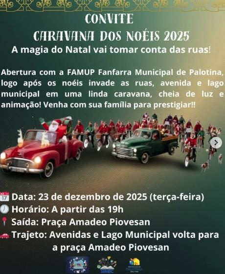 Caravana dos Noéis 2025 promete encantar Palotina com luz, magia e animação