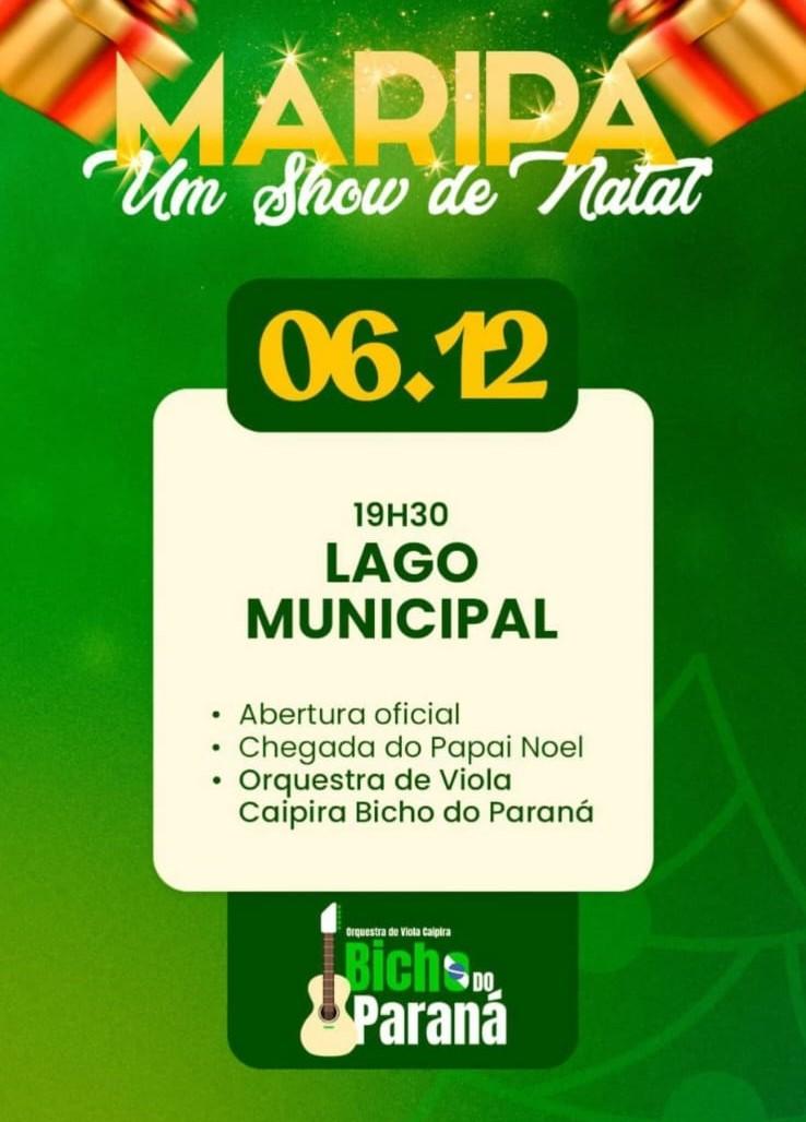 Maripá Inicia Programação de Natal no Próximo Sábado com Abertura Oficial, chegada do Papai Noel e Atrações Especiais