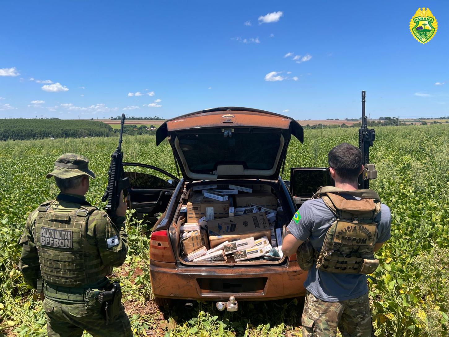 BPFRON e Polícia Federal apreendem veículo com cigarros contrabandeados em Terra Roxa