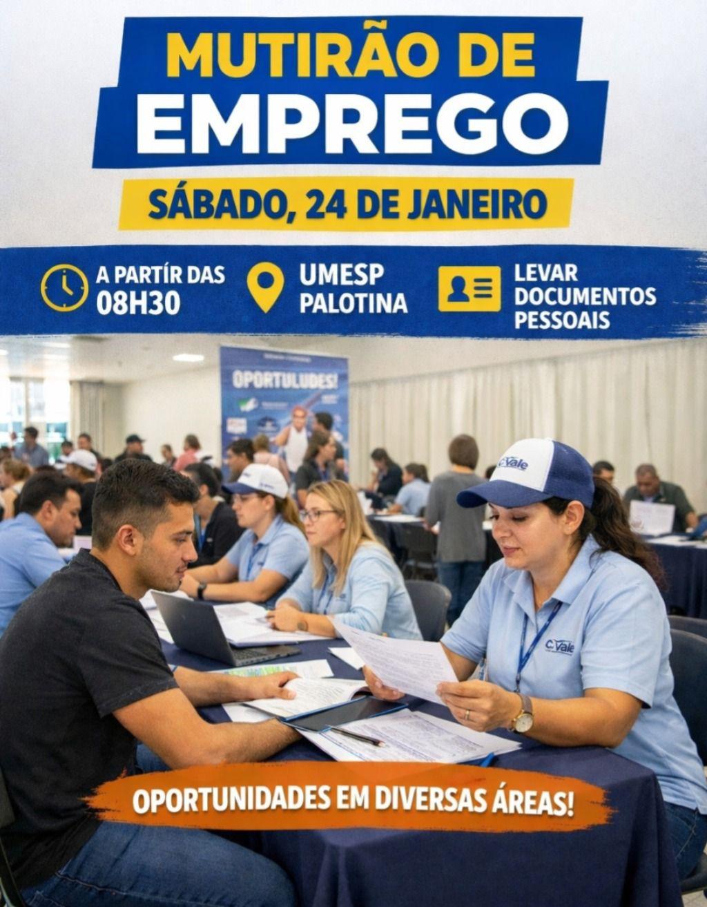 C.Vale realiza mutirão de emprego neste sábado (24) em Palotina