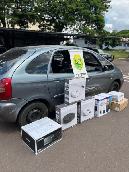 Com apoio de helicóptero, PM apreende carro com contrabando em Toledo