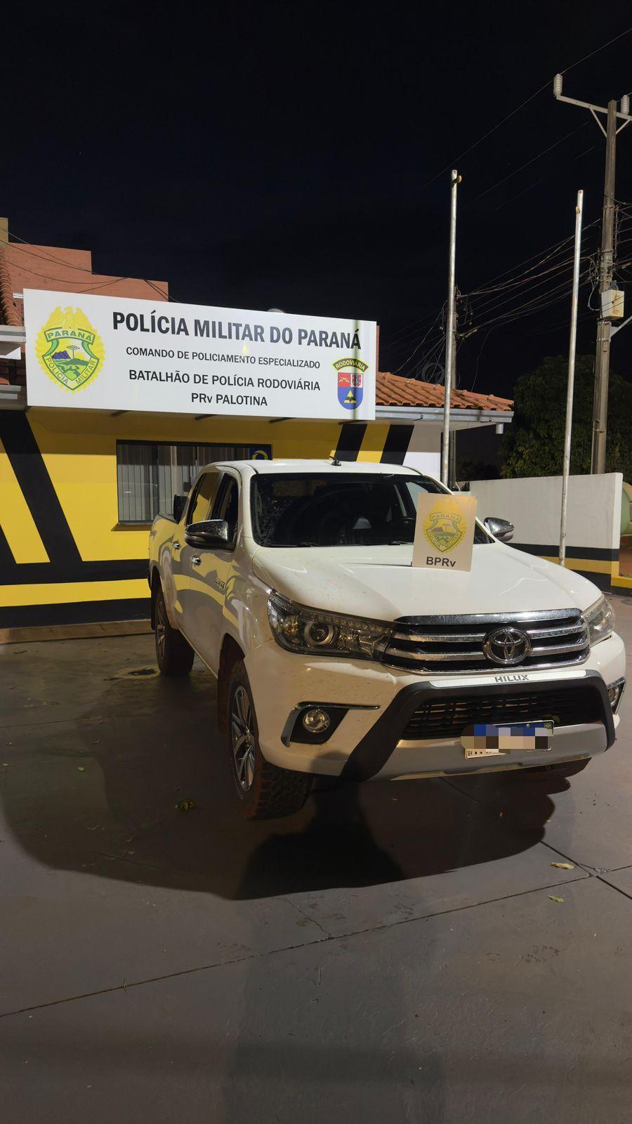 Palotina - PM Rodoviária recupera Hilux furtada após perseguição na PR-364