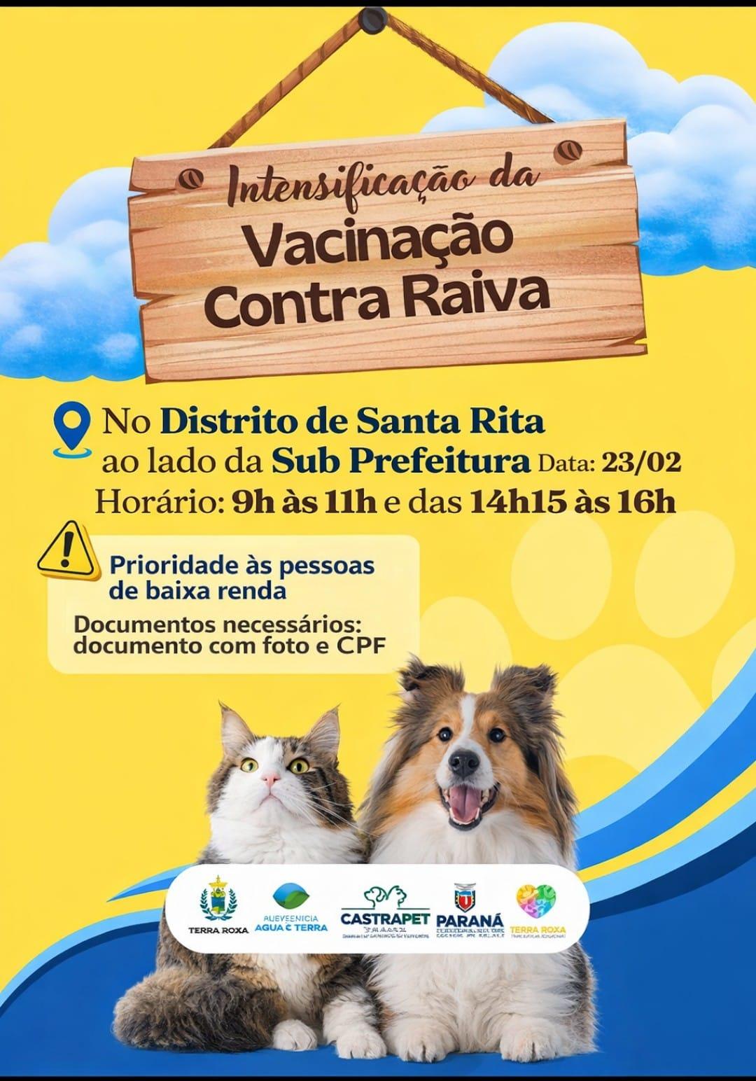 Santa Rita recebe intensificação da vacinação contra a raiva nesta segunda-feira (23)