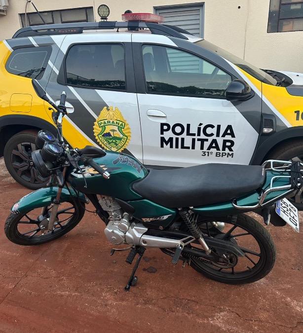 Motocicleta é apreendida pela PM após ser flagrada na contramão em Palotina