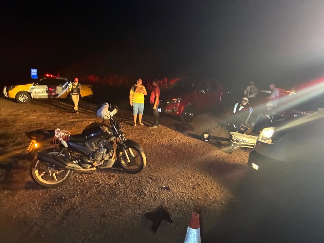 Motociclista fica ferido em acidente na PR-182 em Maripá