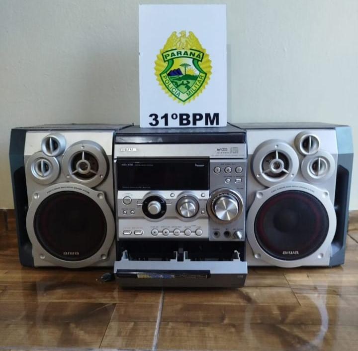 Polícia Militar de Terra Roxa apreende aparelho de som após denúncias de perturbação do sossego