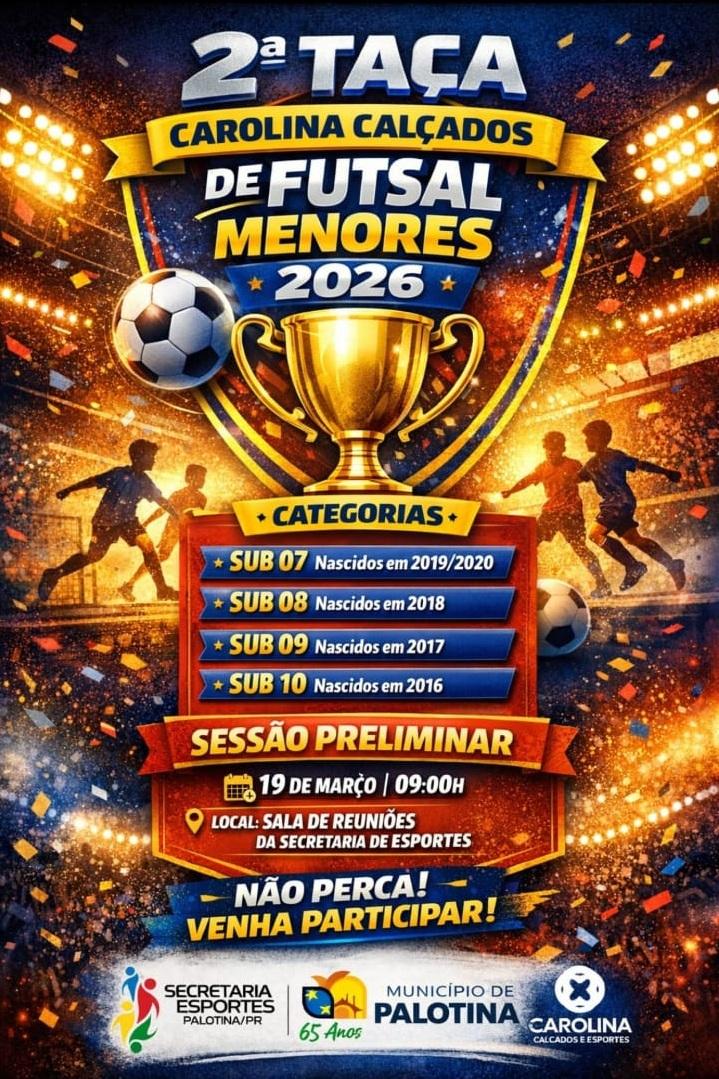 Taça Carolina Calçados de Futsal Menores terá sessão preliminar nesta quinta-feira