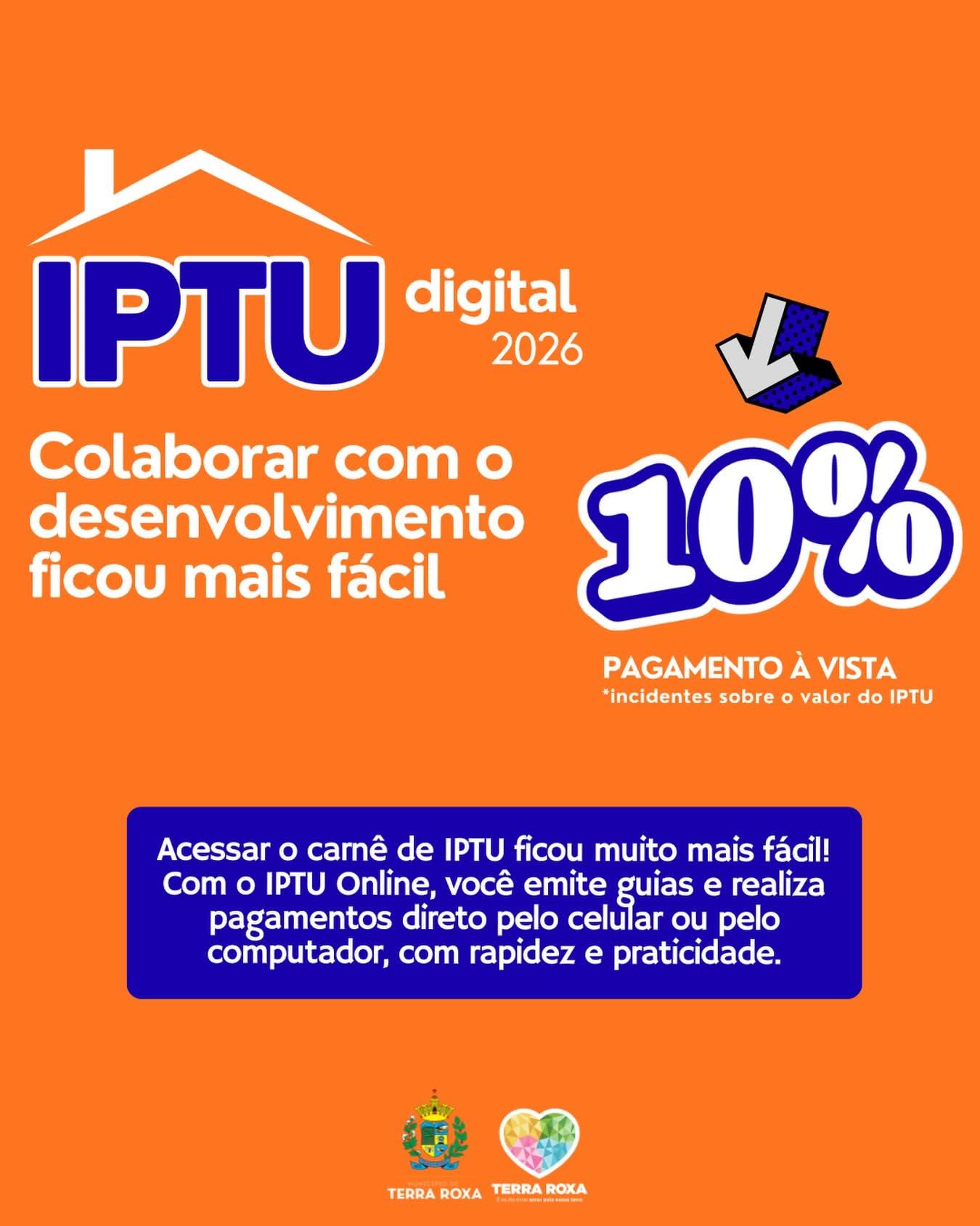 Prefeitura de Terra Roxa disponibiliza IPTU com 10% de desconto à vista
