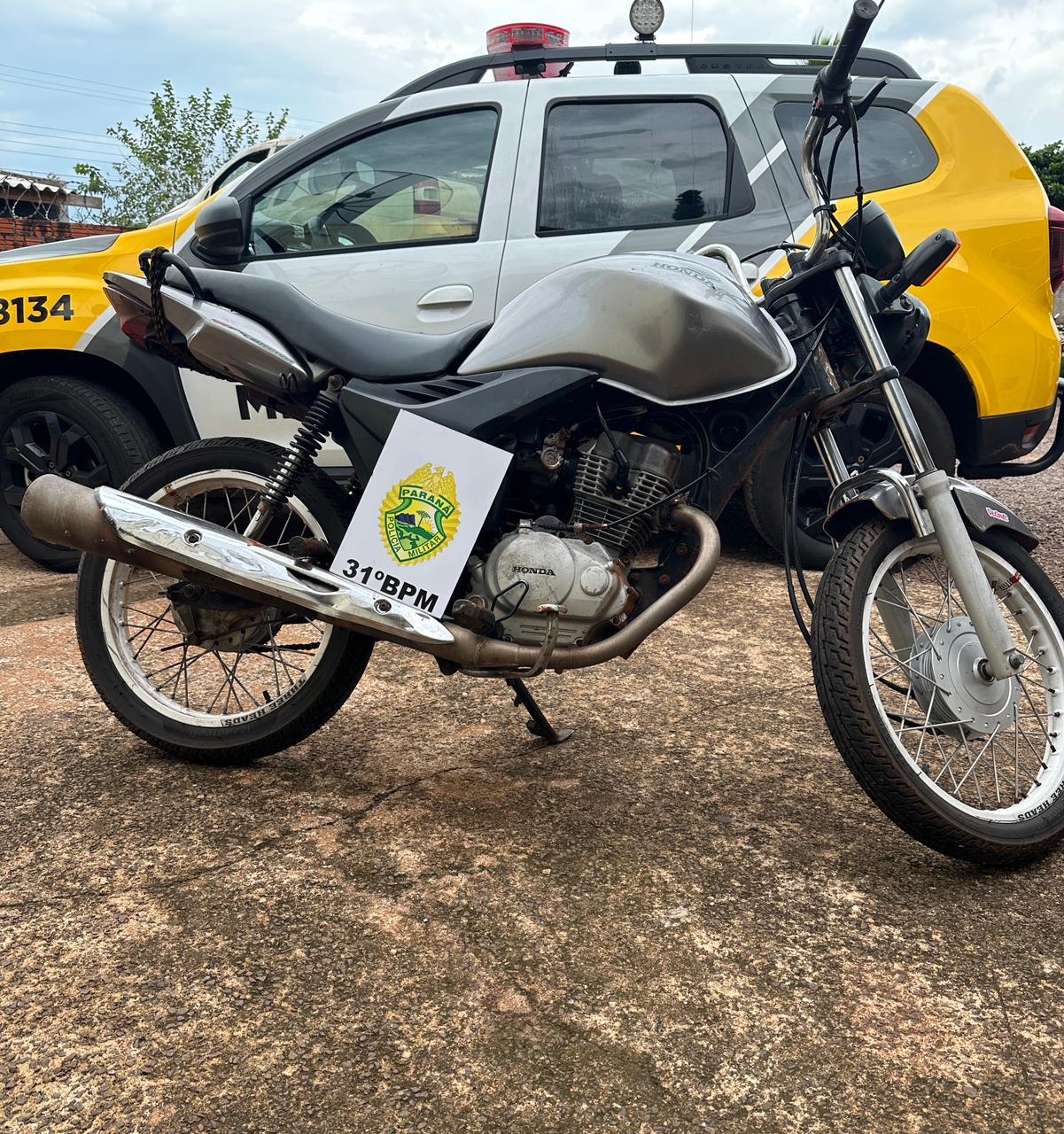 Terra Roxa: PM apreende motocicleta com sinais de adulteração e identifica suspeito após fuga