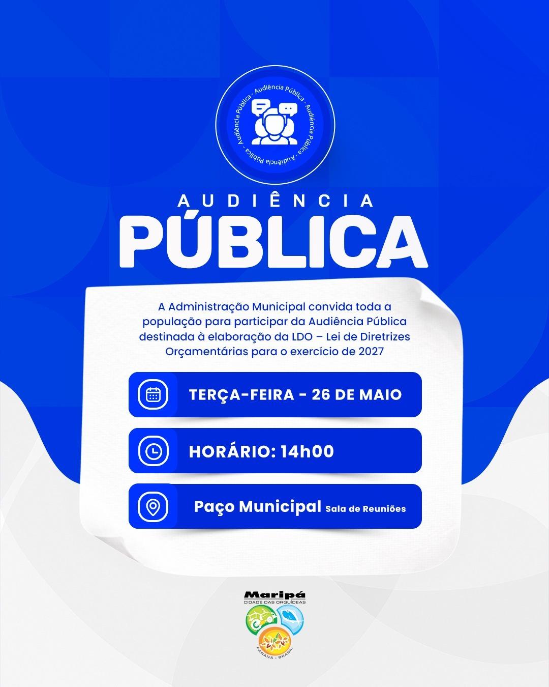 Convite à População para Participação em Audiência Pública da LDO 2027