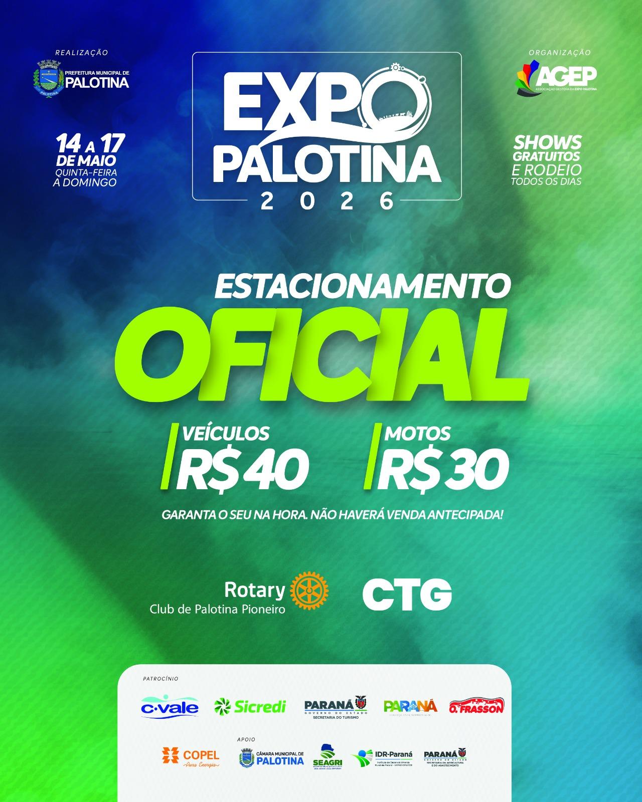 Estacionamento oficial da Expo Palotina 2026 será coordenado por entidades do município