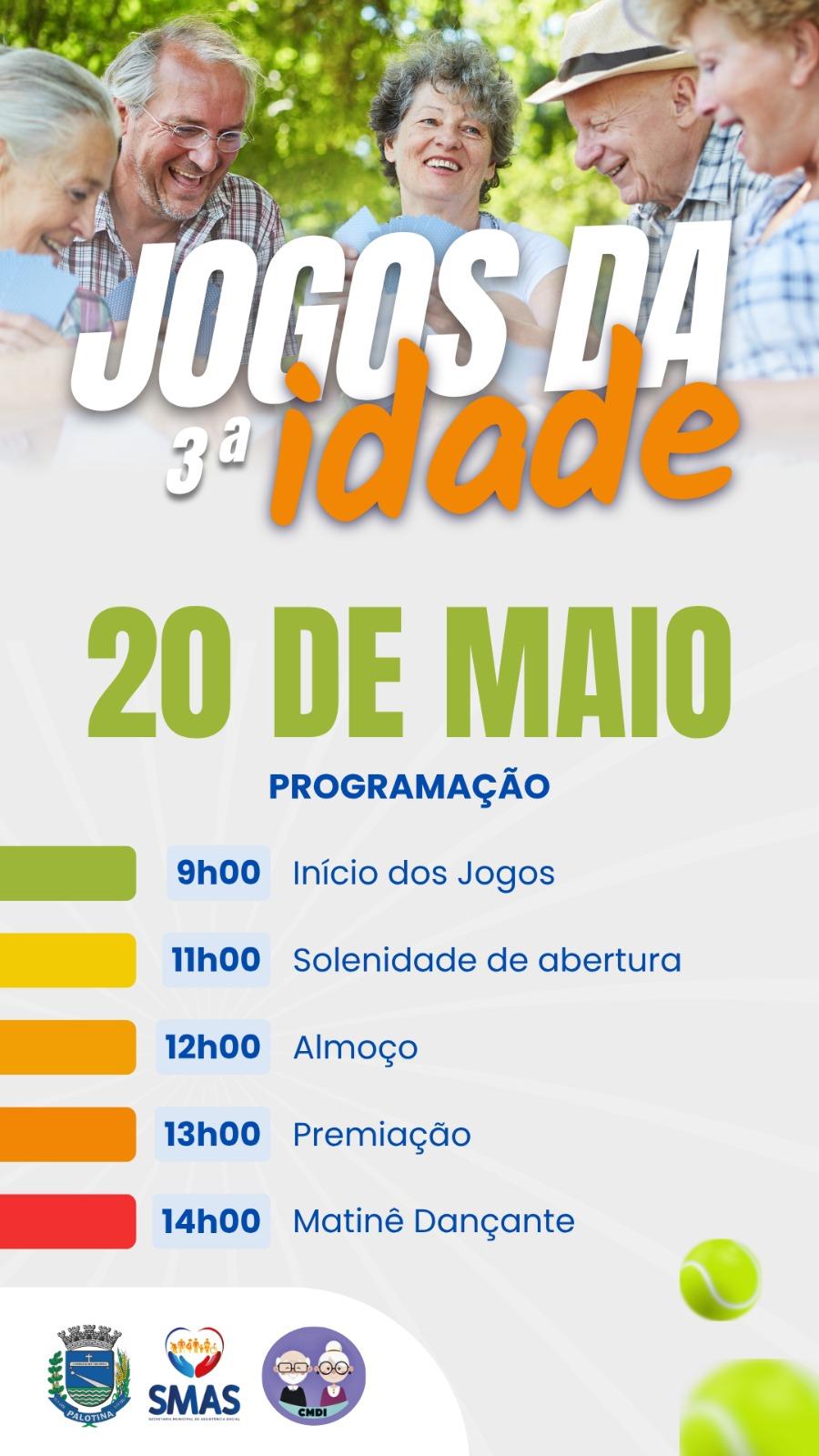 Jogos da 3ª Idade serão realizados no dia 20 de maio em Palotina
