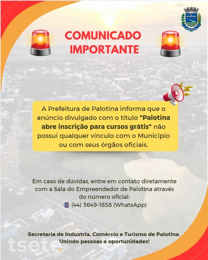 Administração Municipal esclarece que divulgação de curso não possui vínculo com o município e orienta população a buscar informações apenas nos canais oficiais