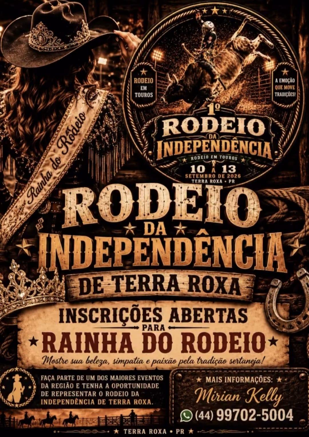 Rodeio da Independência de Terra Roxa abre inscrições para escolha da Rainha do Rodeio 2026