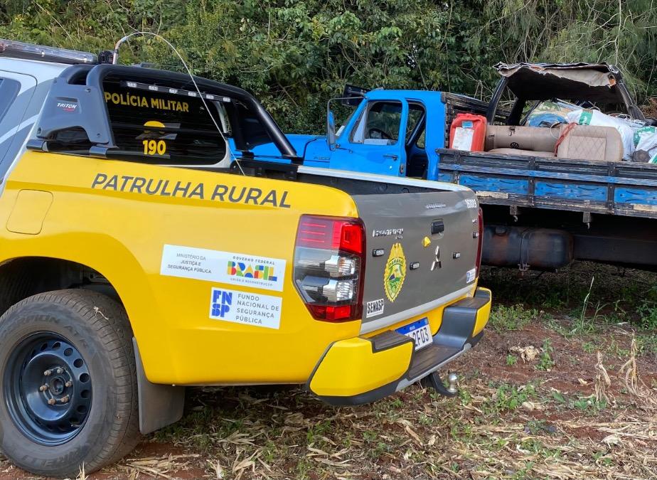 Caminhão furtado em Francisco Alves é recuperado pela Patrulha Rural próximo a São Camilo, em Palotina