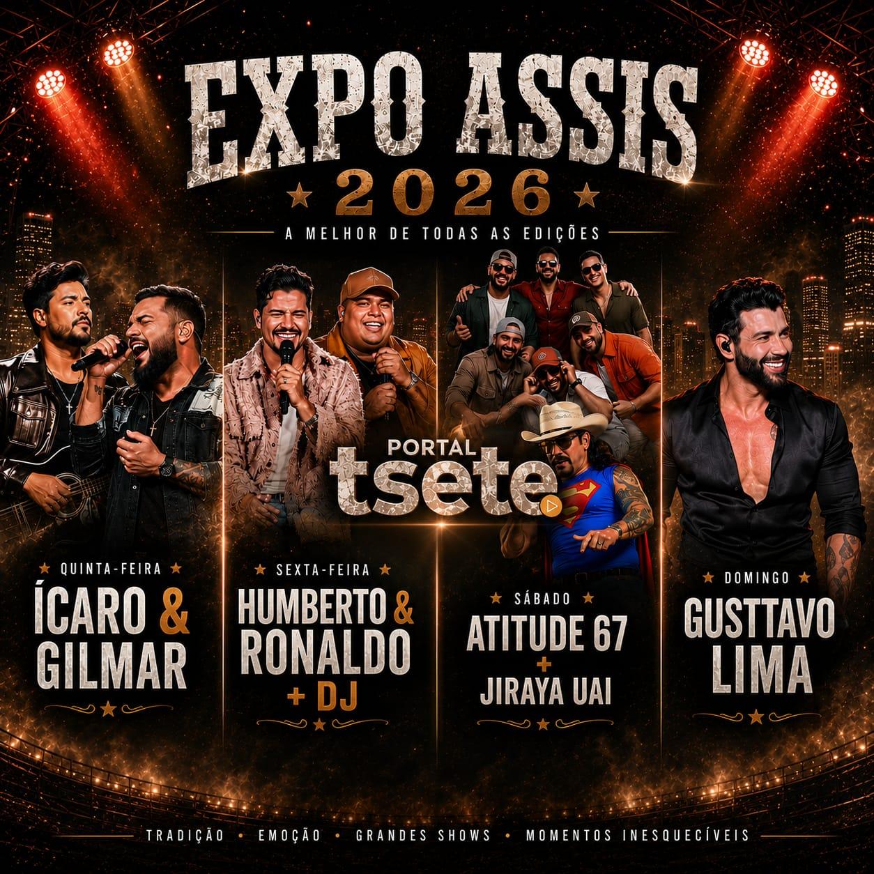 Expo Assis 2026 anuncia programação de shows com grandes nomes da música brasileira