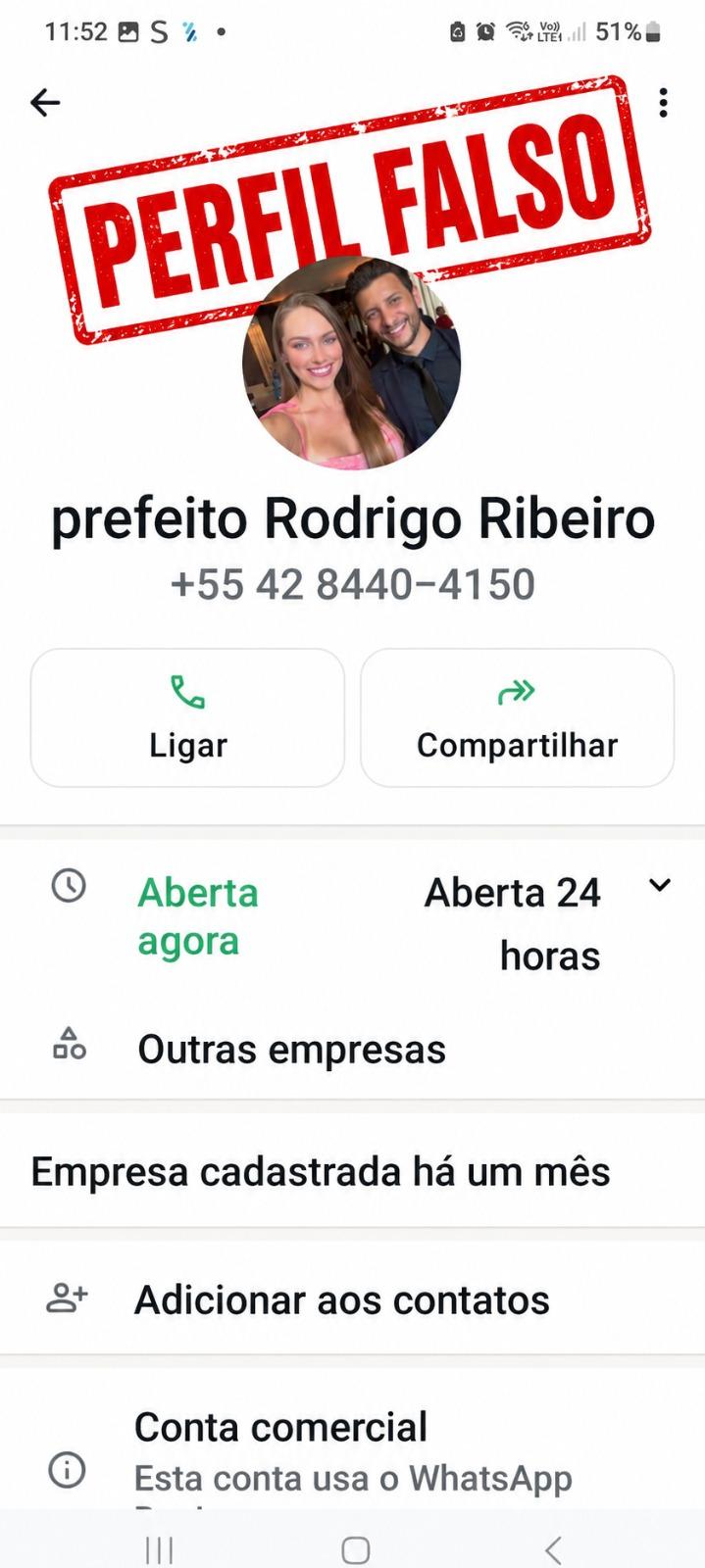 Prefeitura de Palotina alerta população sobre perfil falso utilizando a imagem do prefeito Rodrigo Ribeiro