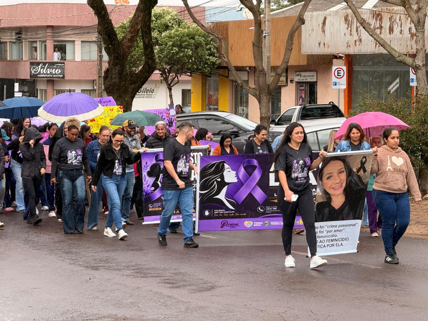 Caminhada do Agosto Lilás mobiliza Terra Roxa no combate à violência contra a mulher