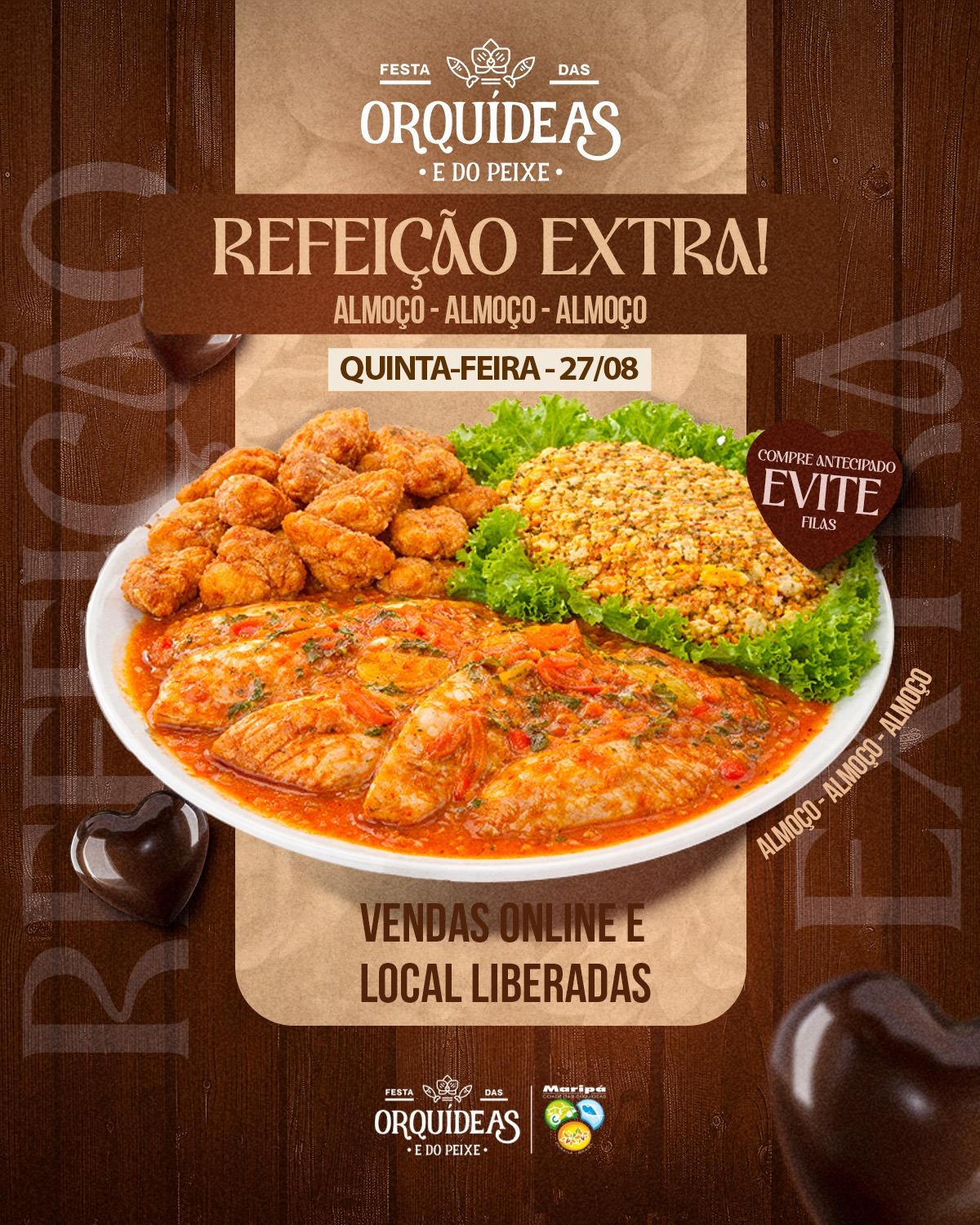 Festa das Orquídeas e do Peixe terá almoço à base de peixe na quinta-feira