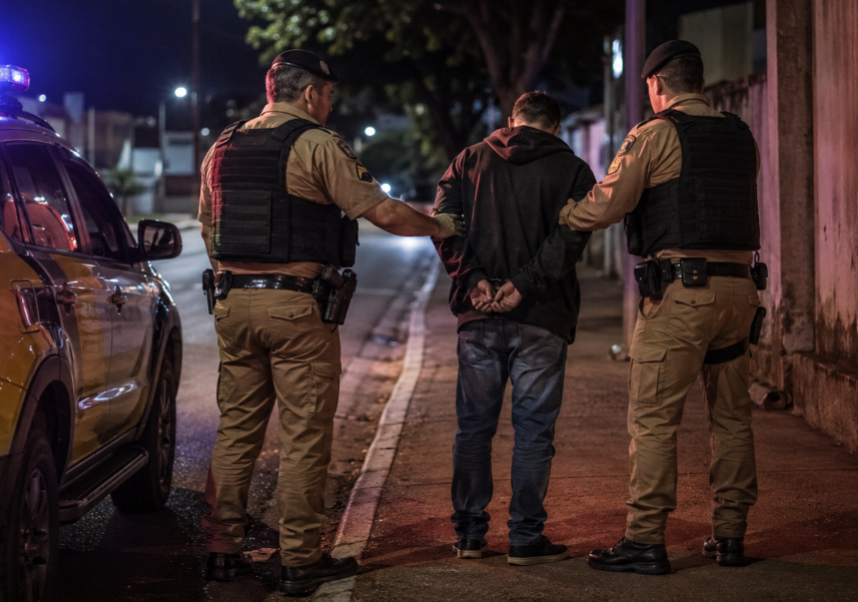 Homem com mandado de prisão em aberto é preso pela Polícia Militar no Por do Sol em Palotina