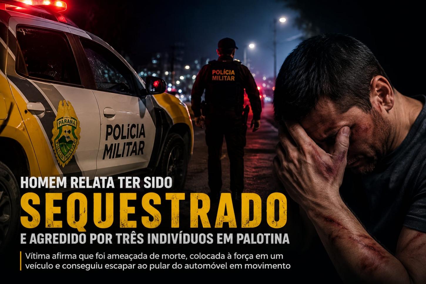 Homem relata ter sido sequestrado e agredido por três indivíduos em Palotina