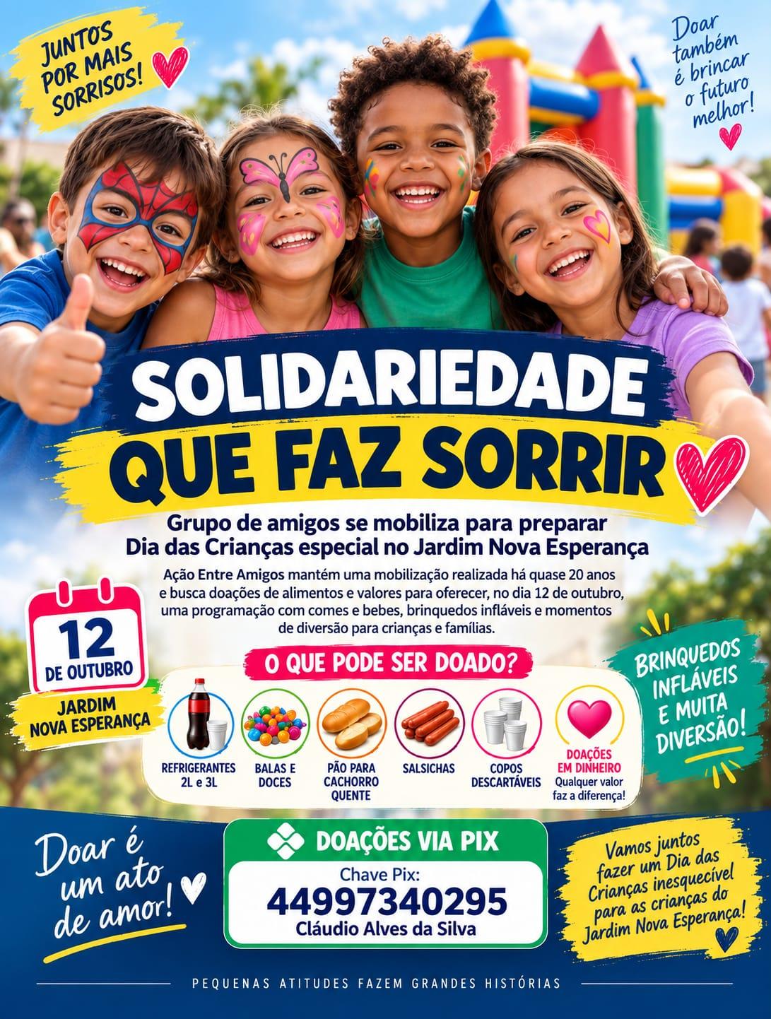 Ação entre amigos mobiliza comunidade para realizar Dia das Crianças no Jardim Nova Esperança