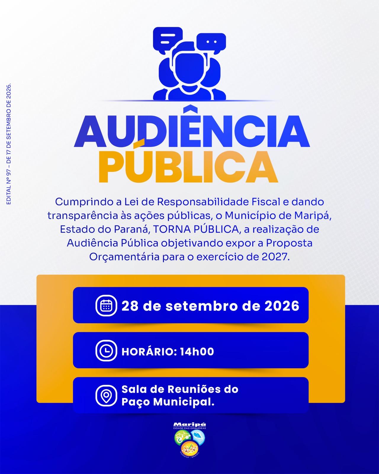 Município de Maripá realiza Audiência Pública para apresentação da Proposta Orçamentária de 2027