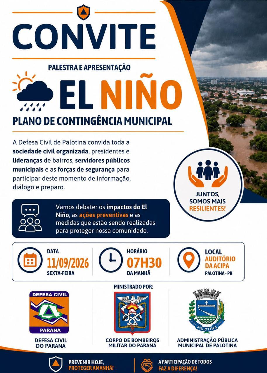 Palotina realiza palestra sobre o El Niño e apresenta Plano de Contingência Municipal