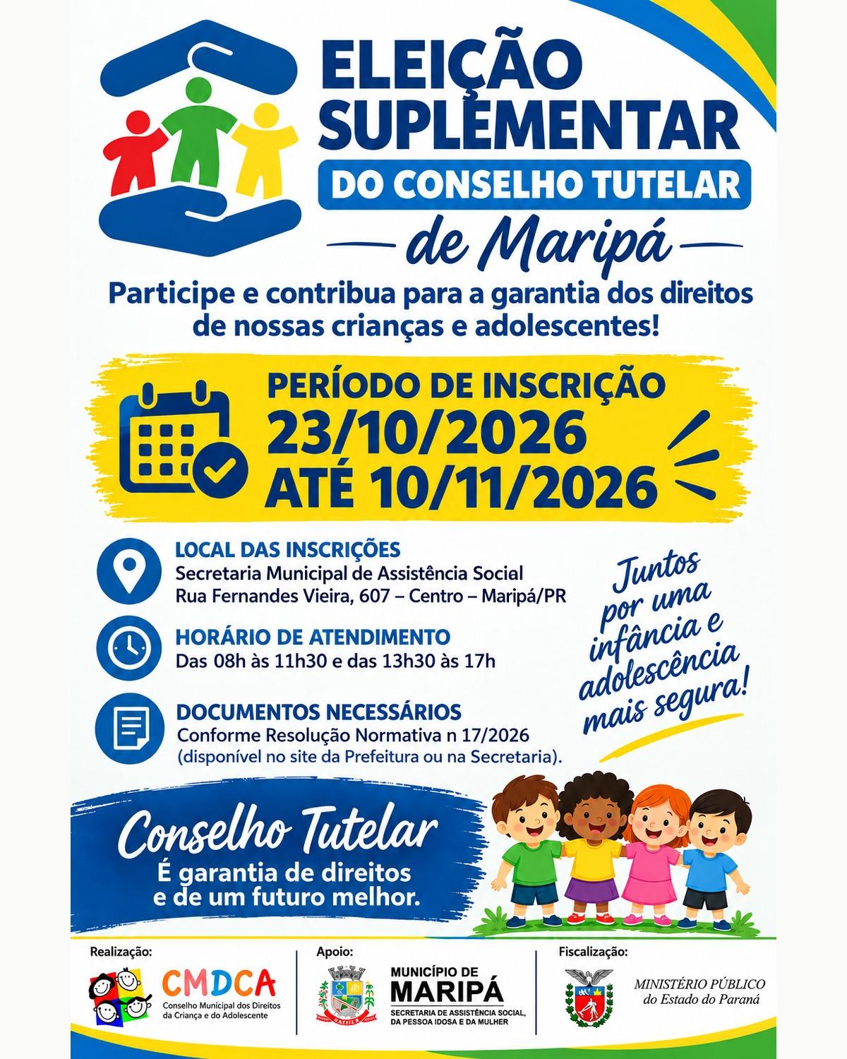Maripá abre inscrições para eleição suplementar do Conselho Tutelar