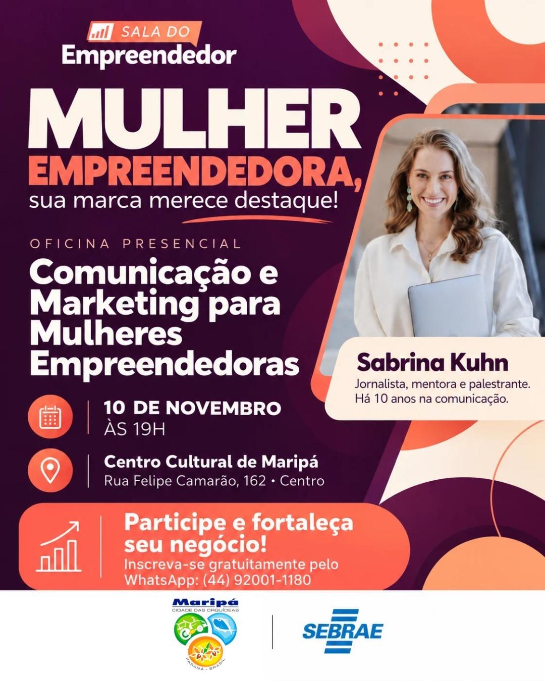 Maripá oferece palestra gratuita sobre comunicação e marketing para mulheres empreendedoras