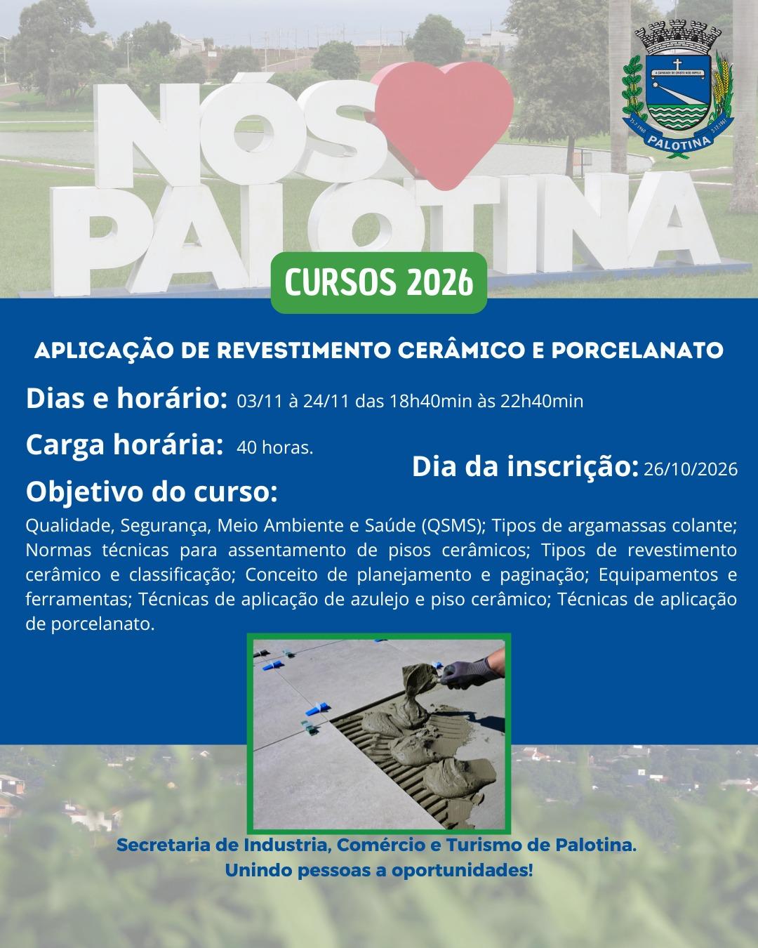 Palotina oferece curso profissionalizante de assentamento de cerâmica e porcelanato