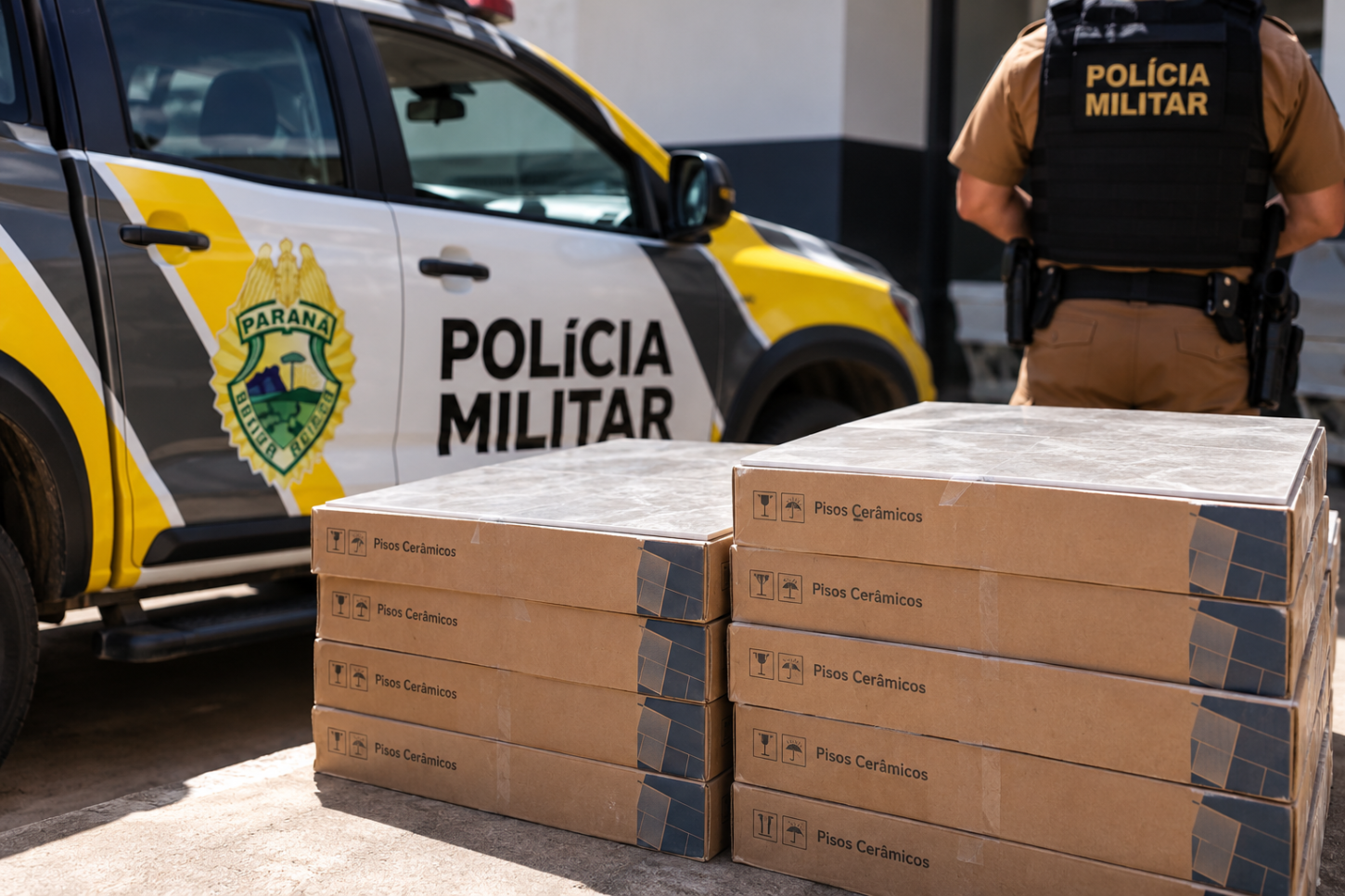 Polícia Militar recupera 22 m² de pisos furtados de obra em Terra Roxa