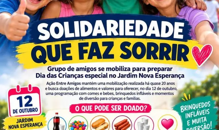 Ação entre amigos mobiliza comunidade para realizar Dia das Crianças no Jardim Nova Esperança