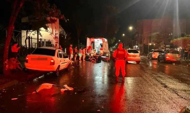 Acidente envolvendo dois carros e uma bicicleta deixa dois feridos em Palotina