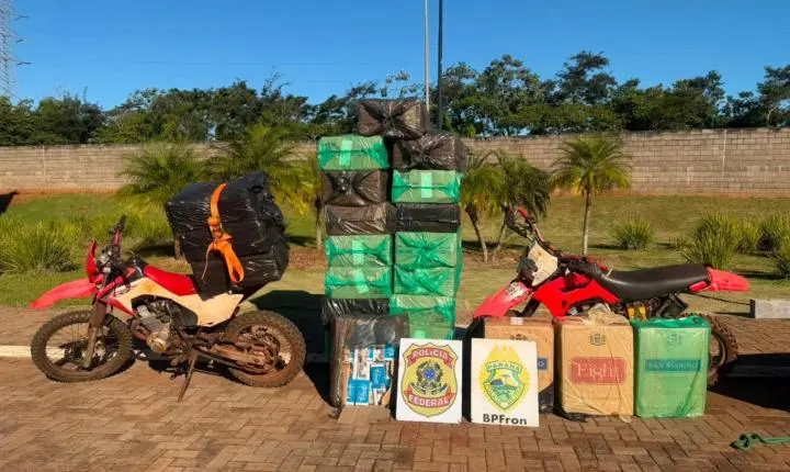 BPFron apreende motos e 1.200 pacotes de cigarros contrabandeados em Guaíra