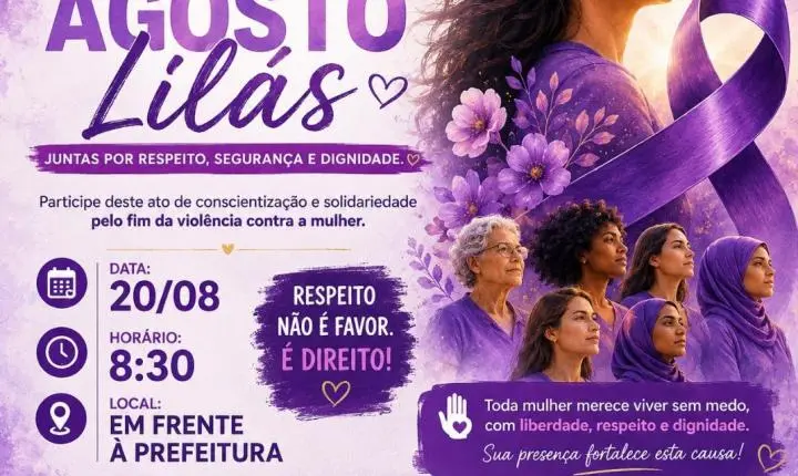 Caminhada Agosto Lilás reúne comunidade contra a violência às mulheres em Terra Roxa