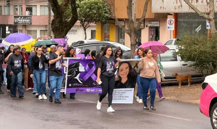 Caminhada do Agosto Lilás mobiliza Terra Roxa no combate à violência contra a mulher