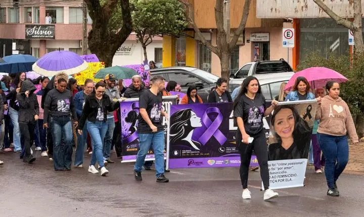 Caminhada do Agosto Lilás mobiliza Terra Roxa no combate à violência contra a mulher