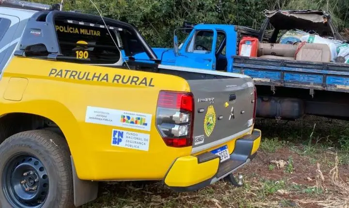 Caminhão furtado em Francisco Alves é recuperado pela Patrulha Rural próximo a São Camilo, em Palotina
