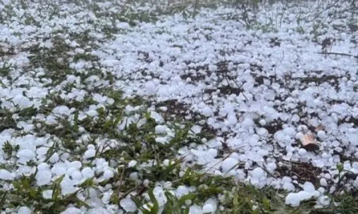 Chuva de granizo surpreende moradores e cobre propriedade de gelo no interior de Toledo